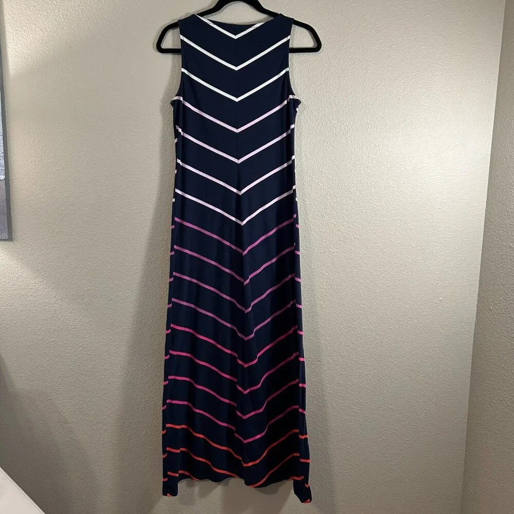 Women's Tommy Hilfiger Navy Blue Chevron Ombre Maxi V-Neck Dress Size: S